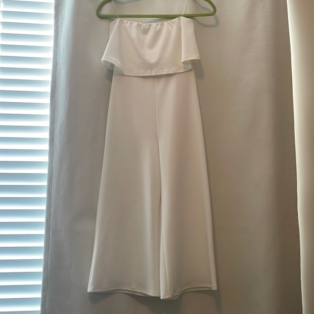 Blue Blush White Strapless Jumpsuit